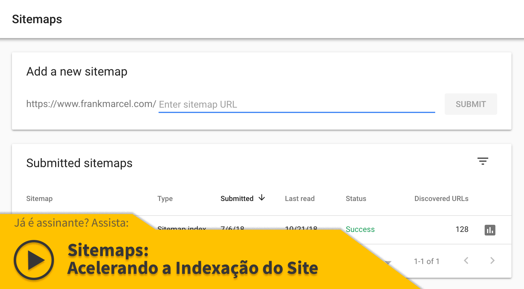 Relatório de Indexação de Vídeo do Google Search Console